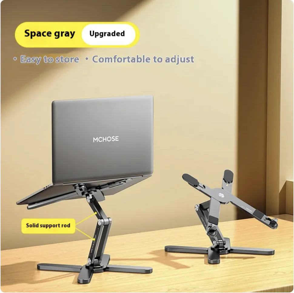 Aluminium Laptopständer: Stabil und Leicht Zusammenklappbar-Sagen Sie Nacken- und Rückenschmerzen ade mit dem Aluminium Laptopständer. Genießen Sie ergonomisches Arbeiten, wo immer Sie sind!