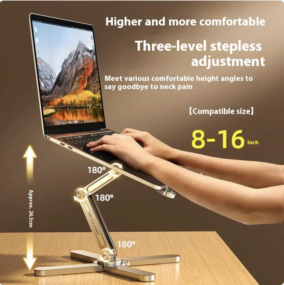 Aluminium Laptopständer: Stabil und Leicht Zusammenklappbar-Sagen Sie Nacken- und Rückenschmerzen ade mit dem Aluminium Laptopständer. Genießen Sie ergonomisches Arbeiten, wo immer Sie sind!