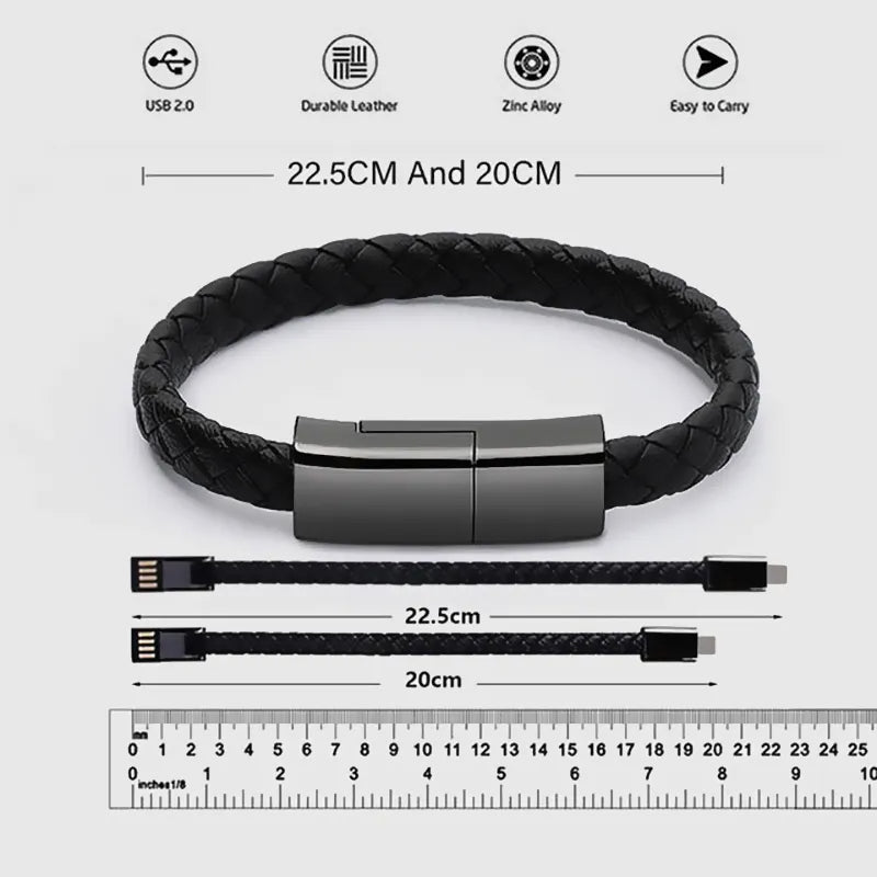 Ladekabel Armband: Ideal Für Reisen und Bürogebrauch-Stylisches Ladekabel im Armband-Design. Flexibel, robust und immer griffbereit. Ideal für unterwegs. Jetzt bestellen und clever laden!